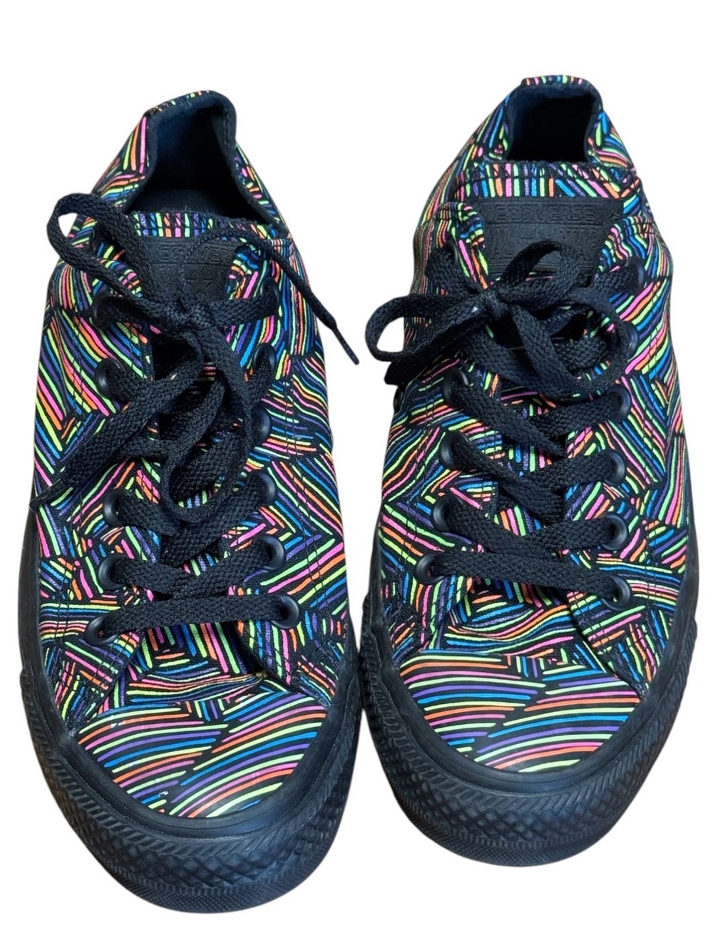 Converse Low Sneakers 154868F Neon Scratch Print Size Mens 6 Womens 8 - Picture 2 of 8